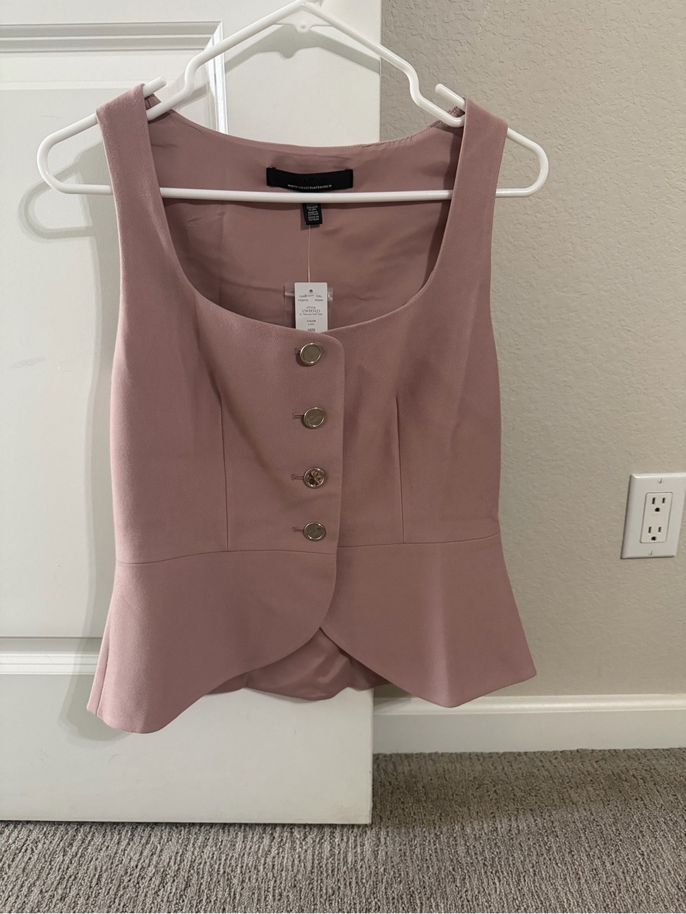 White House Black Market Dusty Rose Button-Front Peplum Vest